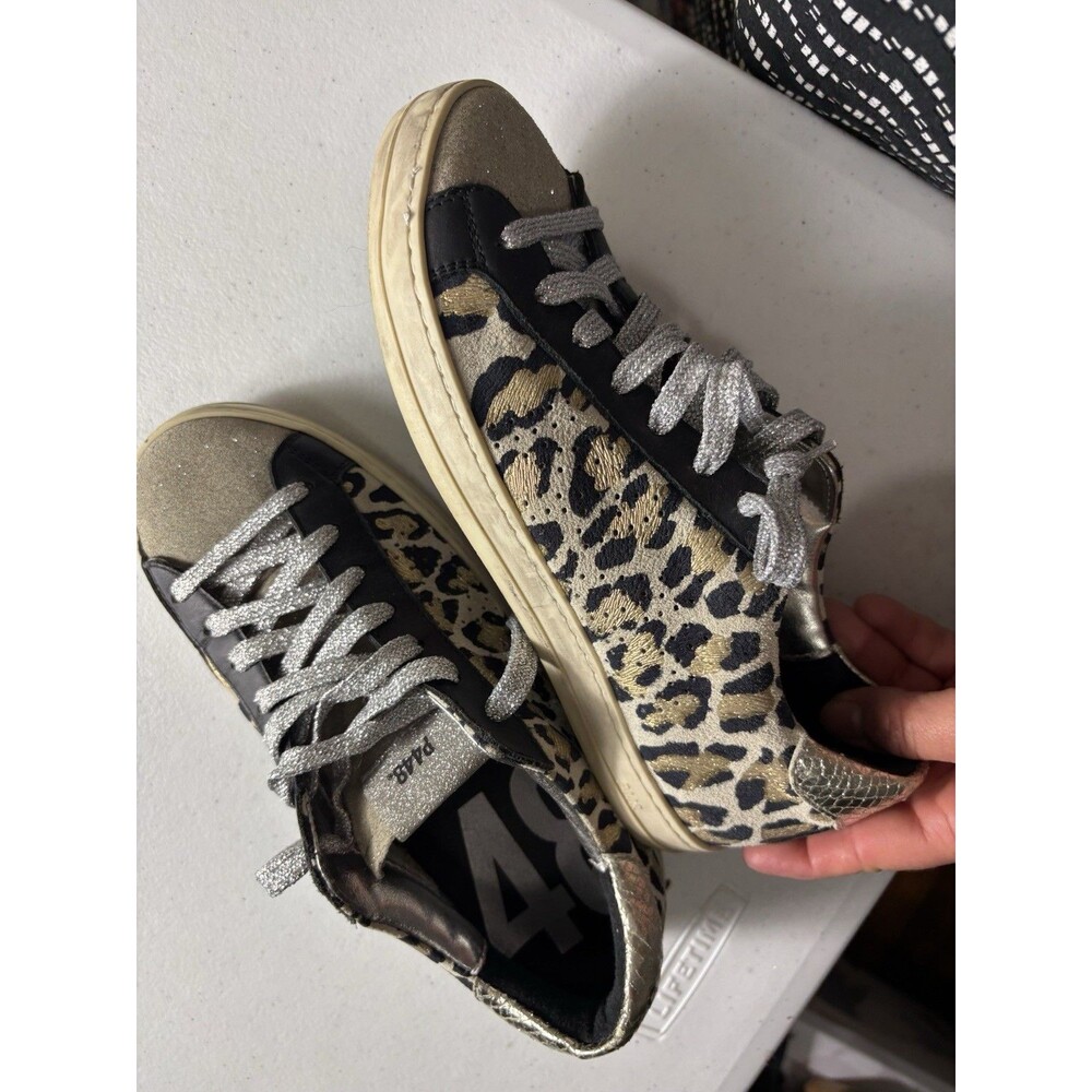 P448 Womens Leopard Print Lace Up Low Top You Can Surf Later Sneakers 37 - Picture 8 of 14